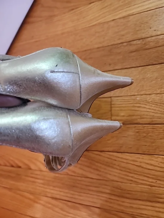 Badgley Mischka Women's Metallic Gold Gem-Embellished Strappy Wedge Sandals - Picture 4 of 10